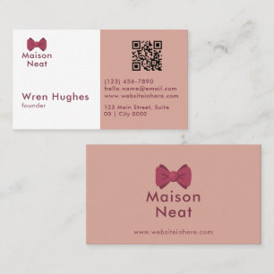 Carte De Visite Simple Charme Arc Bow Rose Pâle Professionnel