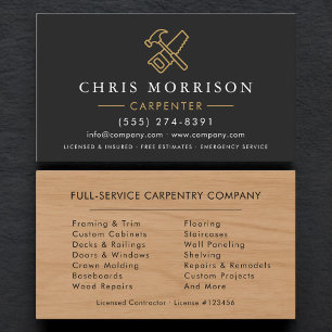 Carte De Visite Simple charpentier en bois menuiserie 
