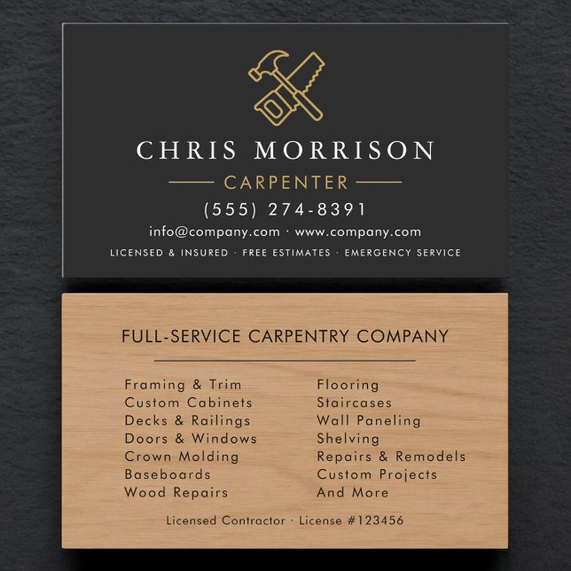 Carte De Visite Simple charpentier en bois menuiserie  (Créateur téléchargé)