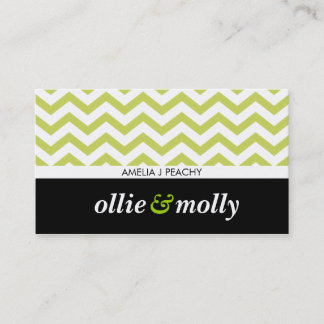 Carte De Visite simple chevron motif moderne noir citron vert