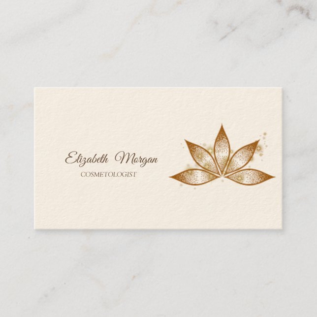 Carte De Visite Simple Chic Lotus Étincelle  (Devant)