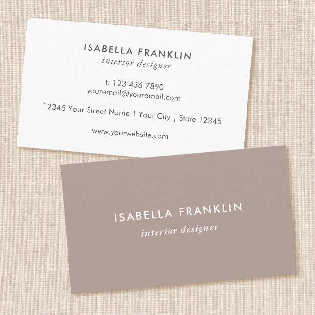 Carte De Visite Simple Chic Professional Minimalist Taupe Brown (Créateur téléchargé)