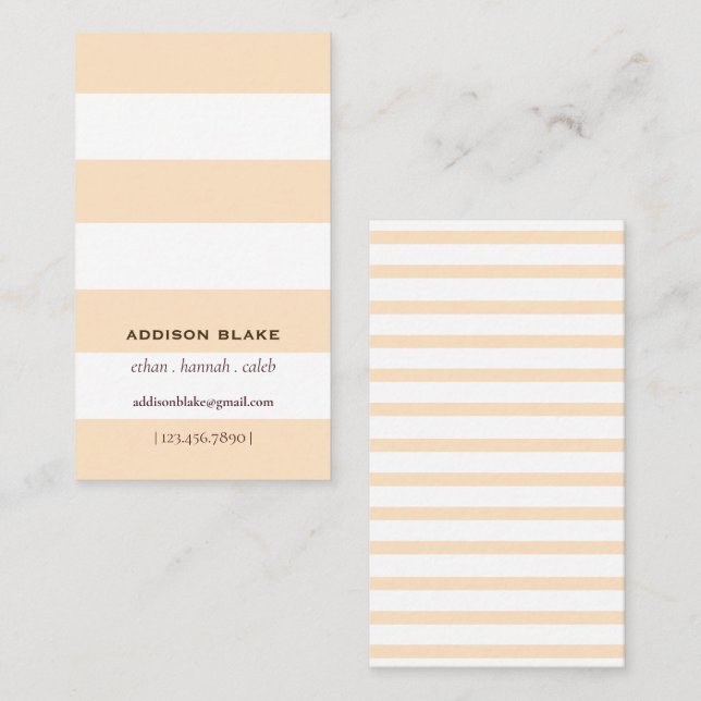 Carte De Visite Simple Classic Stripes Crème Minimaliste (Devant / Derrière)