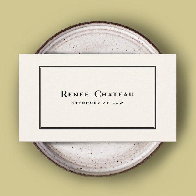 Carte De Visite Simple classique élégant avocat blanc ivoire (Créateur téléchargé)