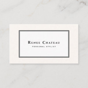 Carte De Visite Simple Classique Elegant Crème Blanc Professionnel