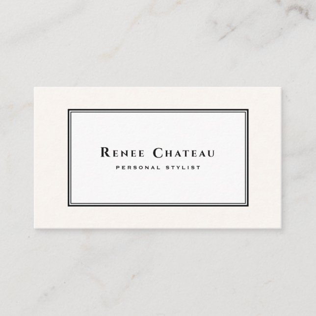 Carte De Visite Simple Classique Elegant Crème Blanc Professionnel (Devant)