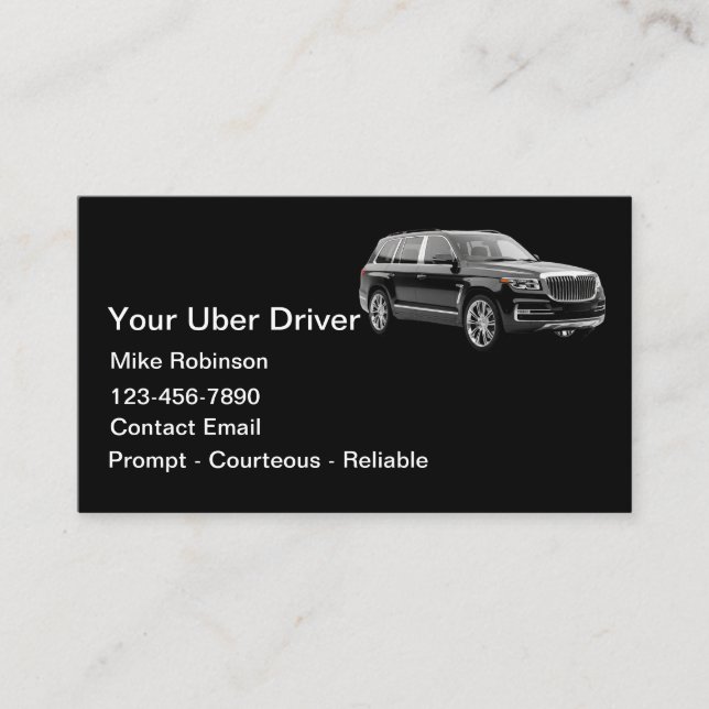 Carte De Visite Simple Classy Uber Driver Ride Hailing (Devant)
