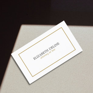 Carte De Visite Simple Clean Elegant White Faux Gold Attorney