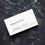 Carte De Visite Simple Clean Elegant White Golden Line Consultant<br><div class="desc">Elegant customizable business card template with white background and faux gold line. Perfect for consultants,  lawyers,  attorneys or finance related professionals.</div>