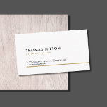 Carte De Visite Simple Clean Elegant White Golden Line Consultant<br><div class="desc">Elegant customizable business card template with white background and faux gold line. Perfect for consultants,  lawyers,  attorneys or finance related professionals.</div>