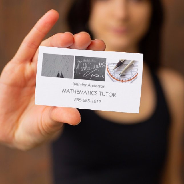 Carte De Visite Simple Clean Mathematics Math Tutor Photo Collage (Créateur téléchargé)
