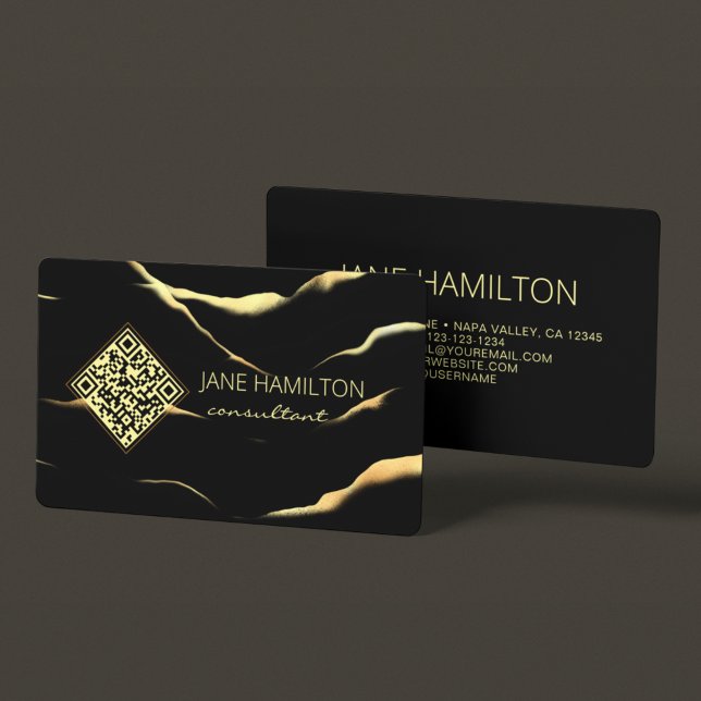 Carte de visite simple code QR noir marbre (Créateur téléchargé)