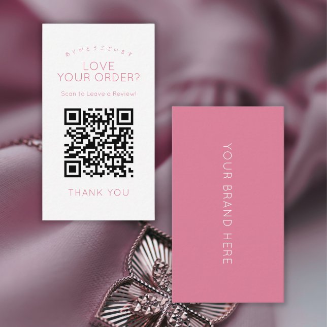 Carte De Visite Simple Code QR Rose Pâle Laissez un Avis  (Créateur téléchargé)