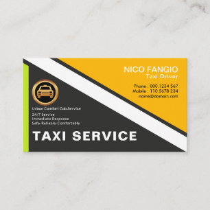Carte De Visite Simple Concise moderne Bright Professional Taxi
