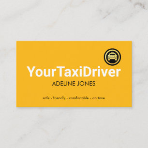 Carte De Visite Simple Conduite de Taxi Jaune Minimaliste