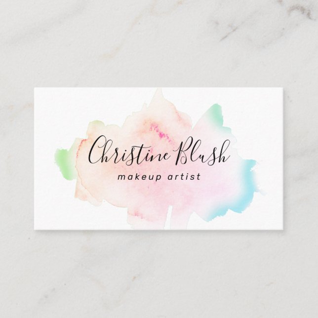 Carte De Visite Simple couleur pastel Aquarelle Splash MUA (Devant)