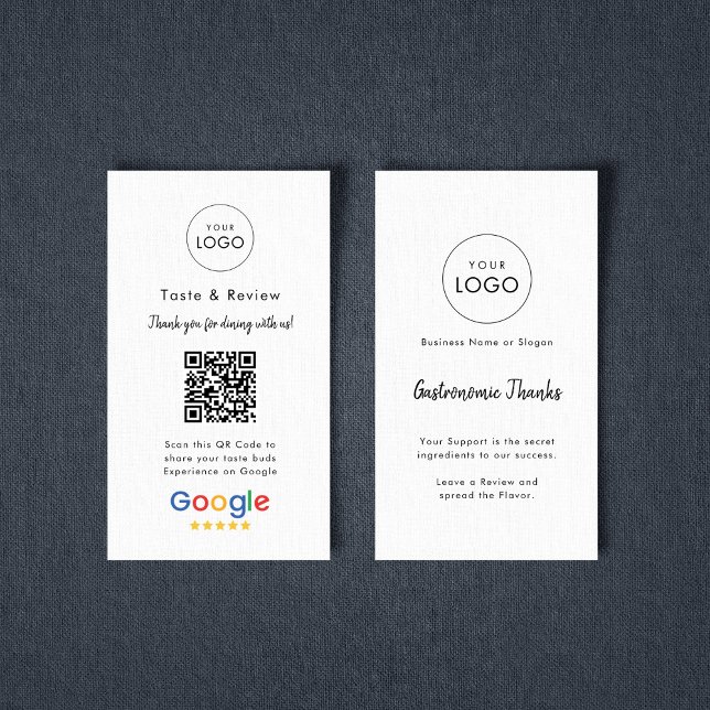 Carte De Visite Simple culinaire Google critique QR Code Logo (Créateur téléchargé)