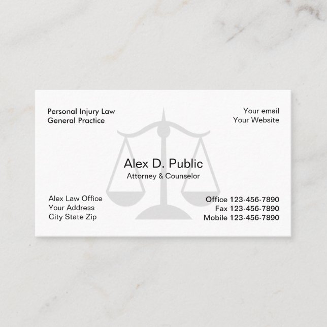 Carte de visite simple d'avocat (Devant)