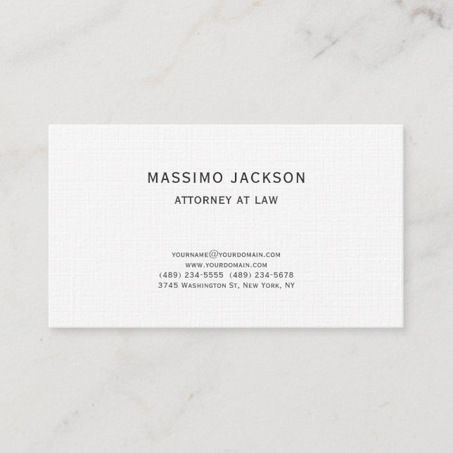 Carte de visite simple d'avocat unique (Devant)