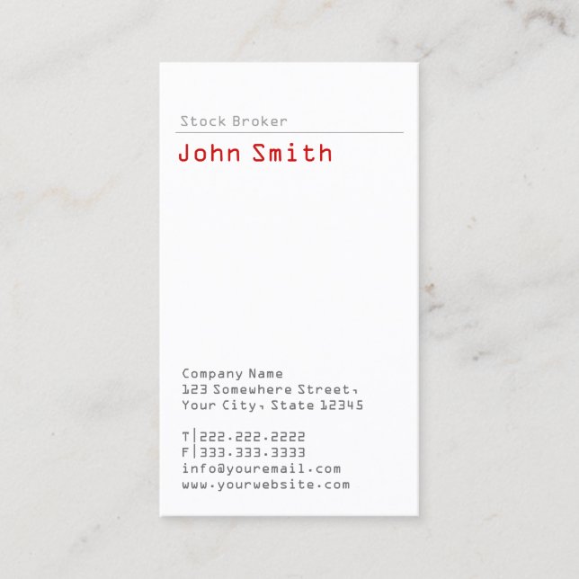 Carte de visite simple de courtier en actions ordi (Devant)