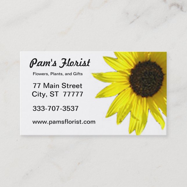 Carte de visite simple de fleur de tournesol (Devant)