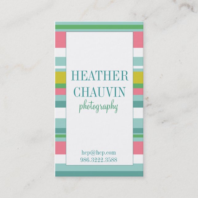 Carte de visite simple de rayures colorées (Devant)