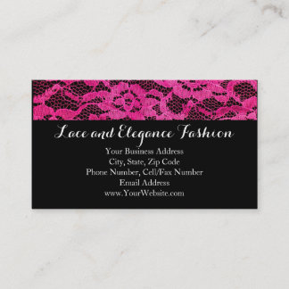 Carte De Visite Simple Dentelle Rose Chaud Noir Mode Romance