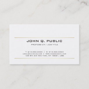 Carte De Visite Simple Design Gold Stripes Moderne Blanc Élégant