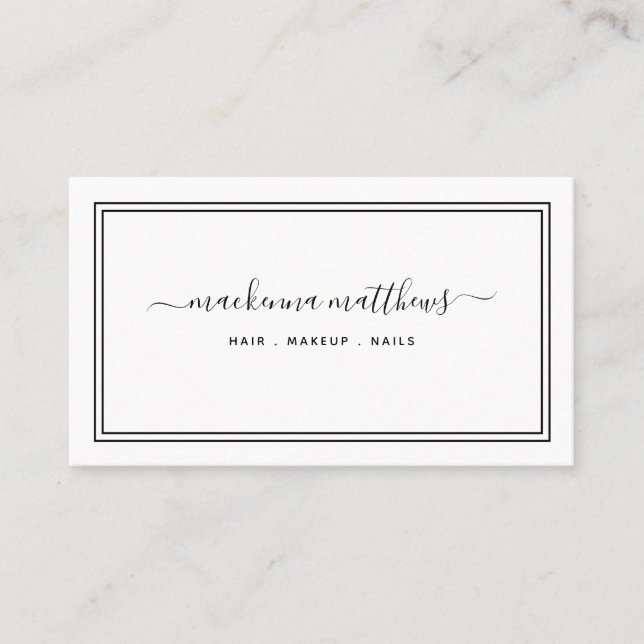 Carte De Visite Simple Design Signature Script Coiffure Stylo Salo (Devant)