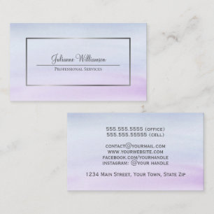 Carte De Visite Simple Dusty Blue & Lilac Aquarelle Laver Feminine