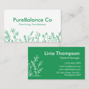 Carte De Visite Simple Eco Convivial Vert Vert Floral