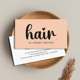 Carte De Visite Simple Elegant Apricot Bold Black Hair Styliste