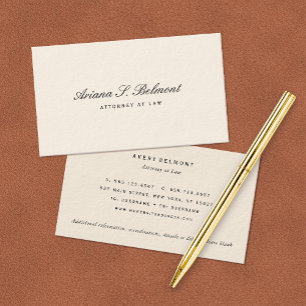 Carte De Visite Simple Elegant Attorney Cream Business Card