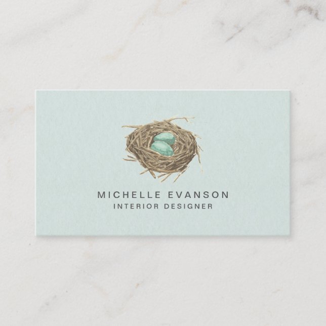 Carte De Visite Simple Elegant Bird Nest Professional Mint Green (Devant)
