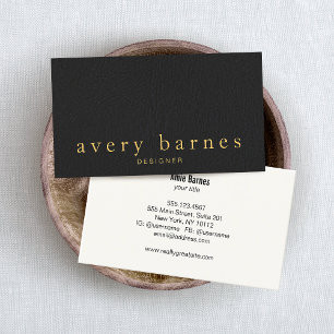 Carte De Visite Simple Elégant cuir noir look professionnel
