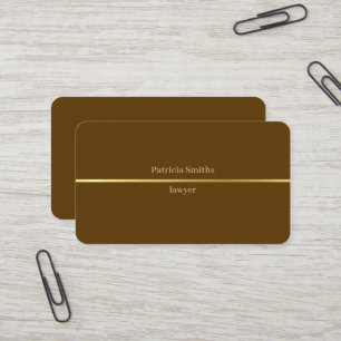 Carte De Visite Simple Elegant Gold Stripe Avocat Brown