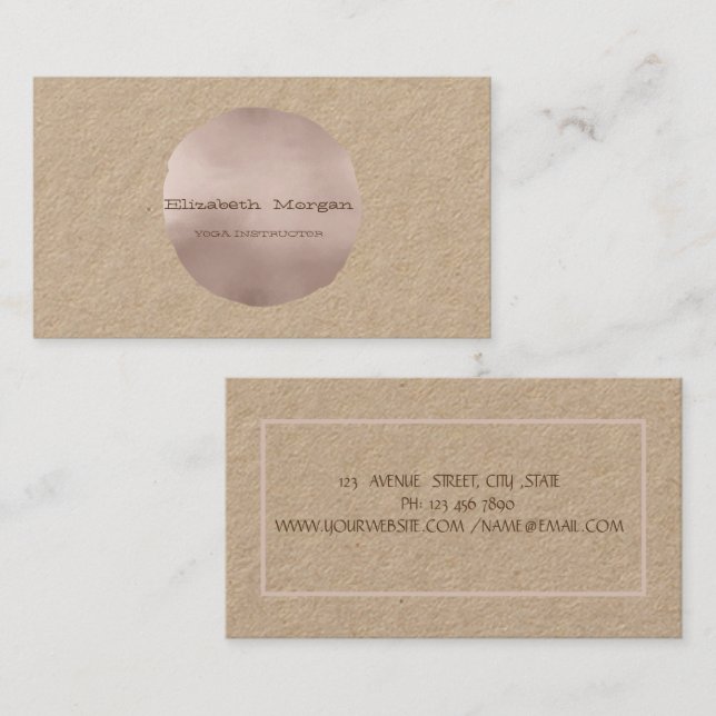 Carte De Visite Simple Élégant Kraft Rose Gold Dot (Devant / Derrière)