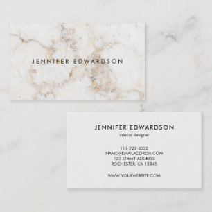 Carte De Visite Simple élégant marbre or blanc professionnel