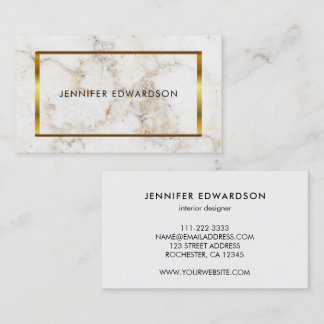 Carte De Visite Simple élégant marbre or blanc professionnel