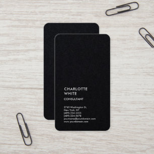 Carte De Visite Simple élégant minimaliste à la mode noir vertical