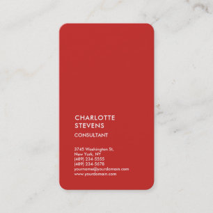 Carte De Visite Simple élégant minimaliste à la mode rouge