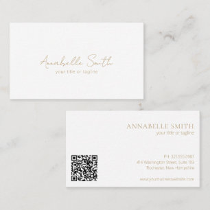 Carte De Visite Simple élégant minimaliste QR Code moderne Or