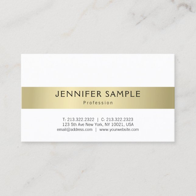 Carte De Visite Simple Élégant Moderne Aspect Or Professionnel (Devant)
