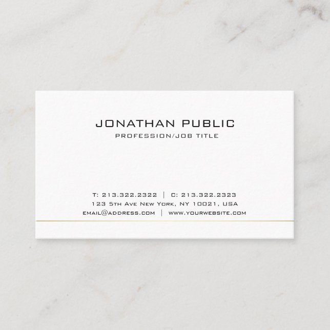 Carte De Visite Simple Élégant Moderne Blanc Professionnel (Devant)