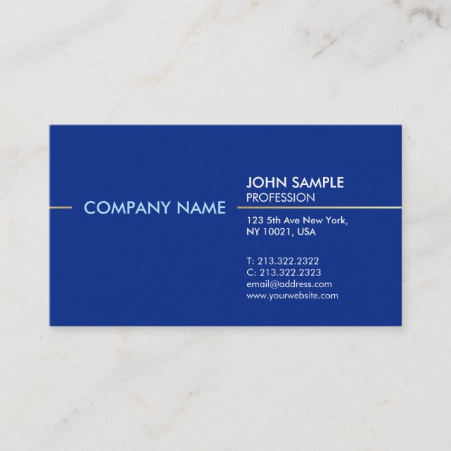 Carte De Visite Simple Élégant Moderne Professionnel Bleu (Devant)