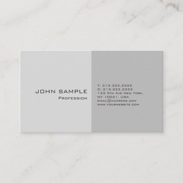 Carte De Visite Simple Élégant Moderne Professionnel Gris (Devant)