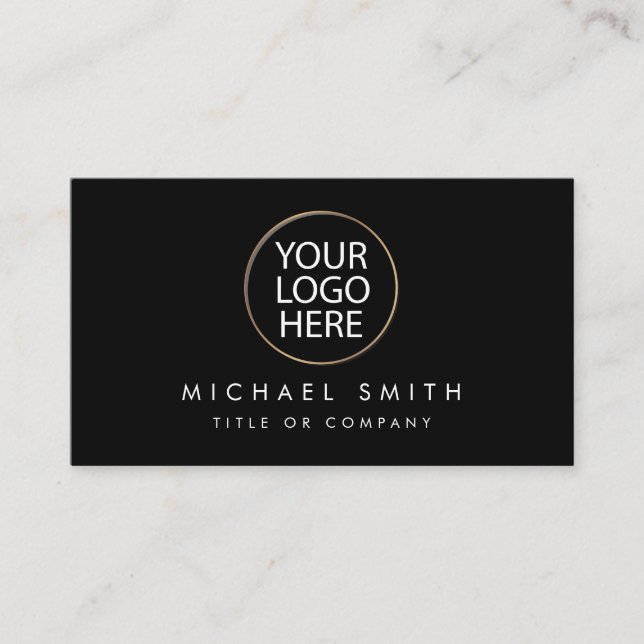 Carte De Visite Simple Elegant noir blanc Ajouter votre logo perso (Devant)