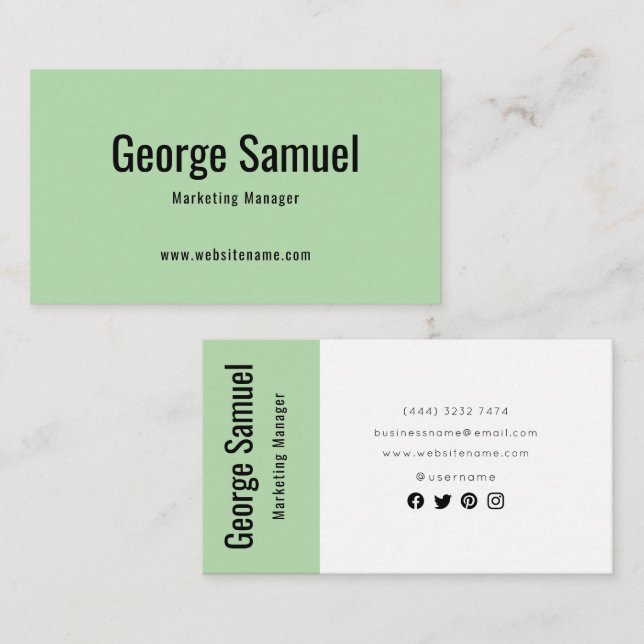 Carte De Visite Simple Élégant Professionnel Nom Emploi Titre de p (Devant / Derrière)