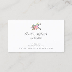 Carte De Visite Simple Elegant Rose Ciseaux Ciseaux de cheveux Sty