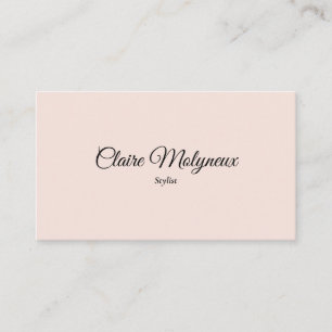 Carte De Visite Simple Élégant Rose Pâle Écriture Professionnelle